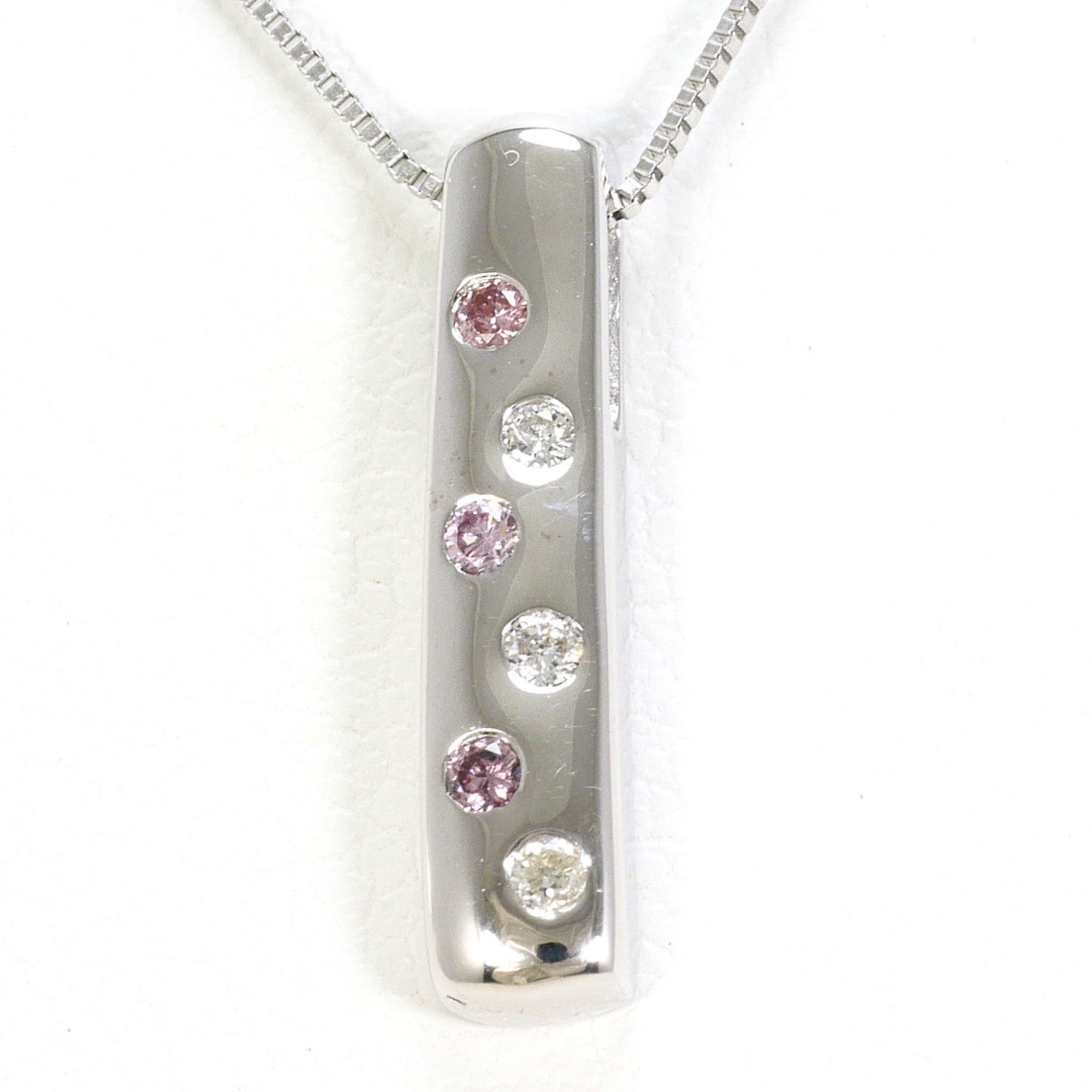 18k 18Karat White Gold Necklace With Pink Diamond 0010 Ct And 0043 Ct